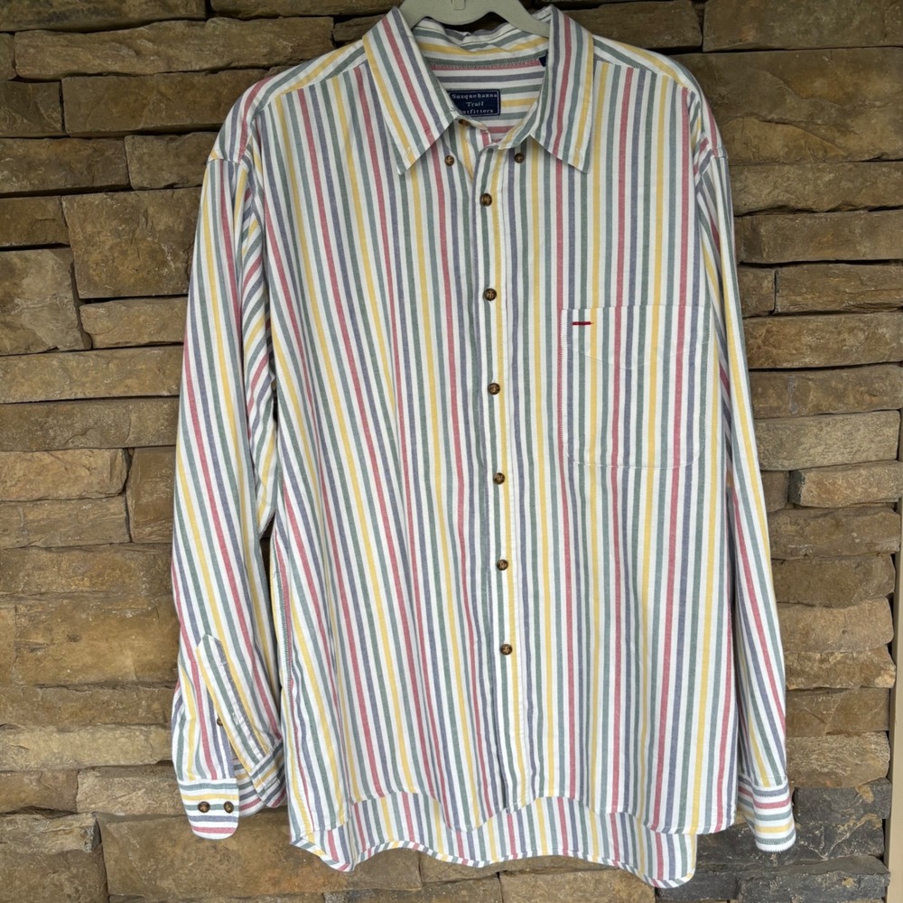 Susquehanna Trail Outfitters Mens Striped Button Down Shirt Long Sleeve XL
